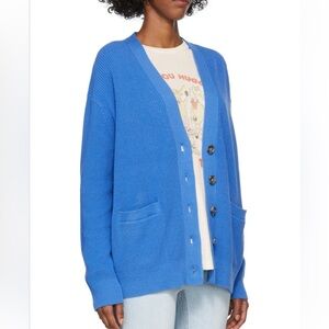 RE/DONE Blue Knit Cotton Cardigan